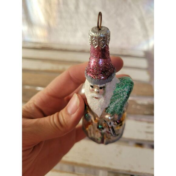 white glass Santa marionette puppeteer tree ornament Xmas - Picture 8 of 9